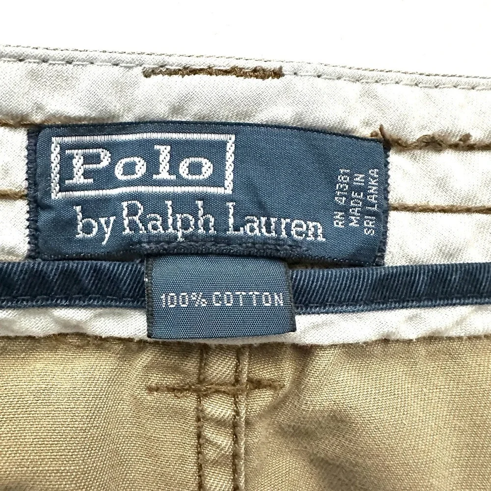 Vintage Polo Ralph Lauren 42 X 10 Khaki Baggy Cargo‎ Shorts Y2K 90s